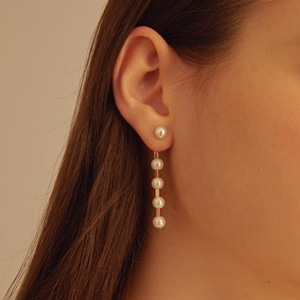 Pearl &amp; Hematite Bar RG Earrings