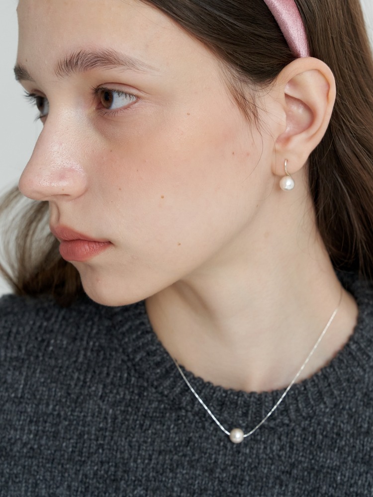 [Silver] 8mm Pearl Drop Earrings (L223MER030)