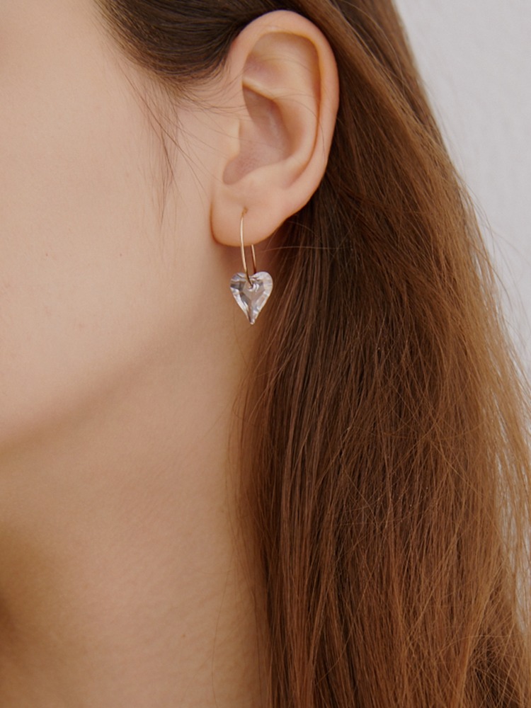 Hearts Crystal Drop Ring Earrings