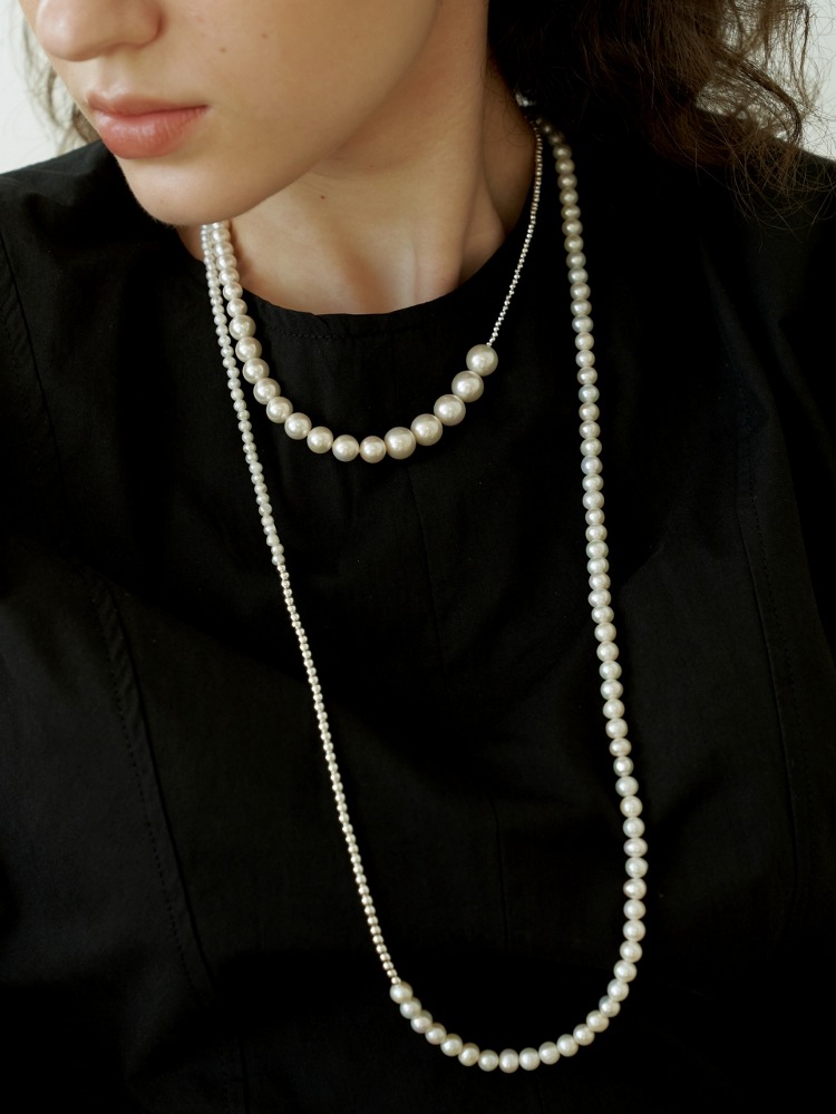Pearl &amp; Hematite Two-Way Long Necklace