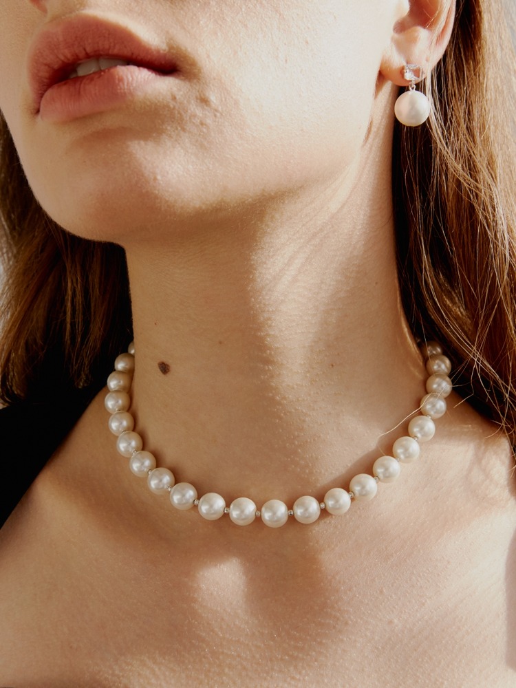 [2 SET] Pearl Earring &amp; Necklace