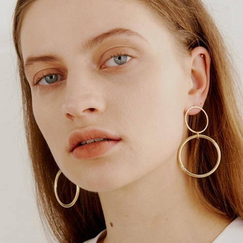 Bold Two Circle Earrings