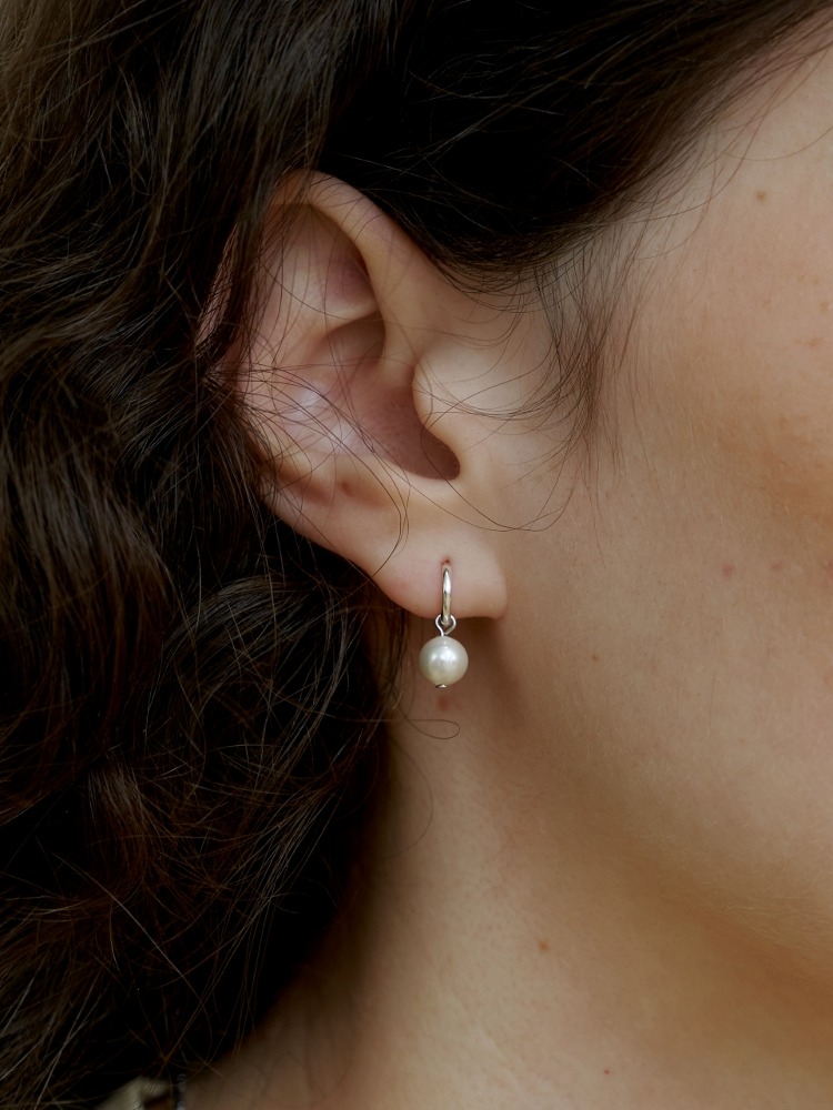 [Silver] Mini Pearl Ring Earrings