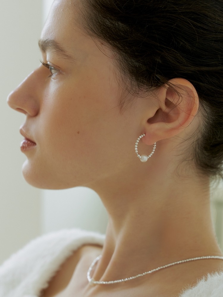 Mini Hematite &amp; Pearl Ring Earrings