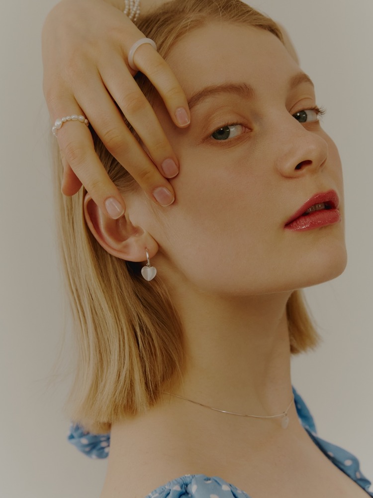 [Silver] Pure Heart Ring Earrings