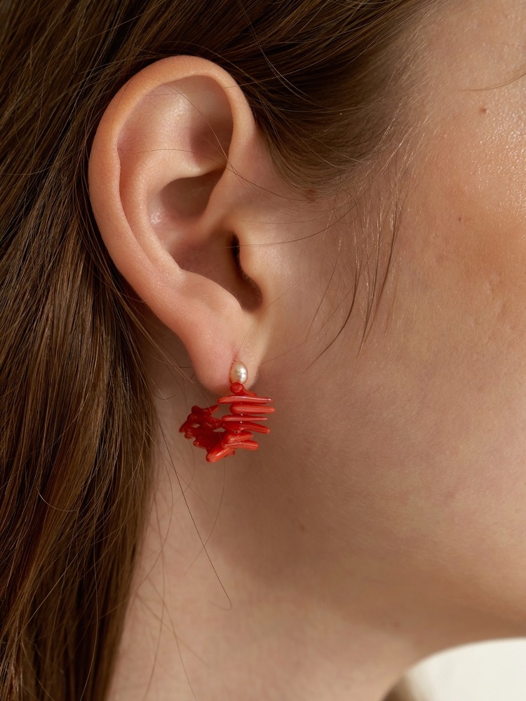 Coral Half Earrings