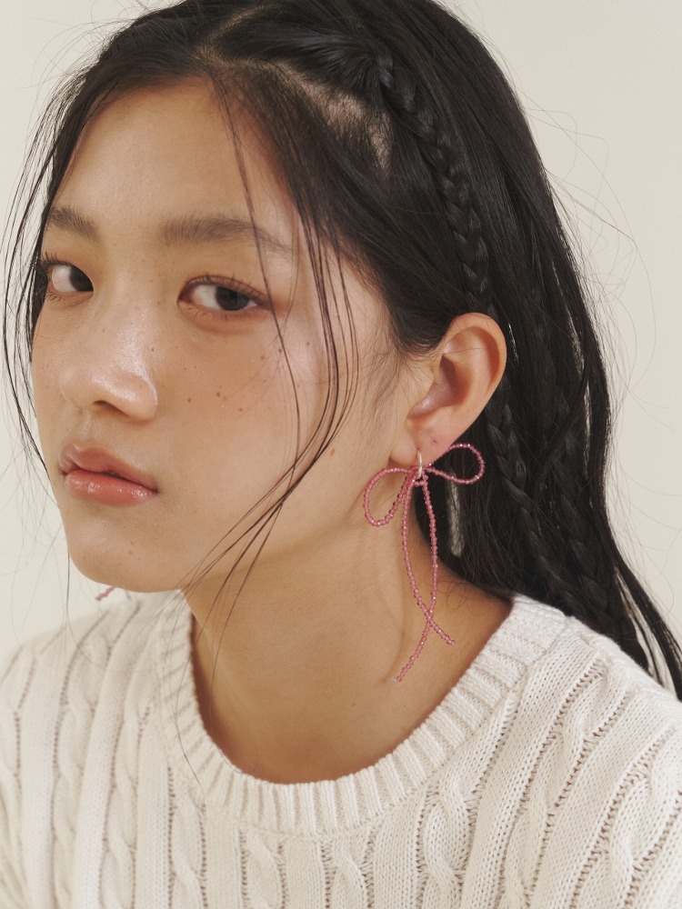 Deep Love Pink Ribbon Earrings