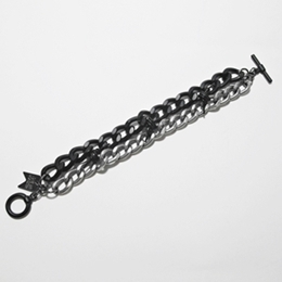 [미진열] black and silver weaving chain bracelet