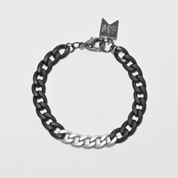 [미진열] black and silver mixed chain bracelet
