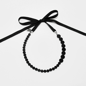 [미진열] onyx gem stone ribbon necklace 