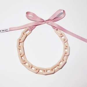 [미진열] nudy-pink acrylic chain necklace 