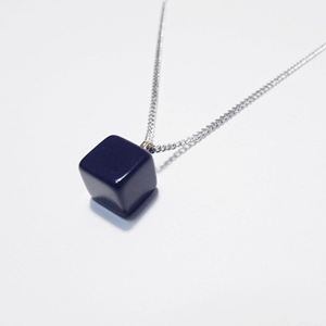 [미진열] mini cube long chain necklace 
