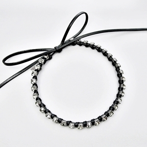 [미진열] khaki stone ribbon necklace