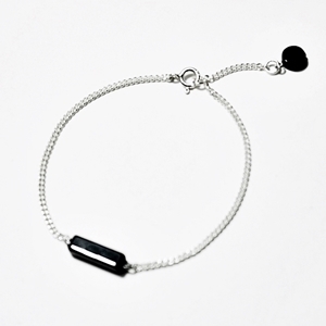 [Silver] stick onyx silver bracelet