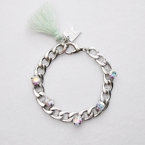 [미진열] mint fringe chain bracelet