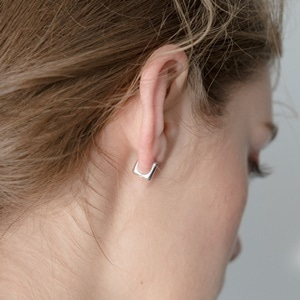 [Silver] Mini Square Ring Earrings