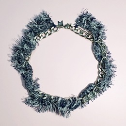 [미진열] blue knitting twist chain necklace