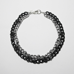 [미진열] black and silver weaving chain necklace