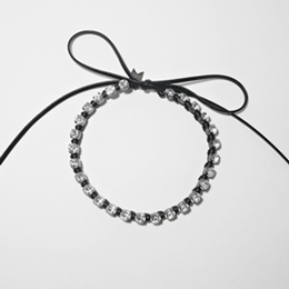 [미진열] white stone ribbon necklace