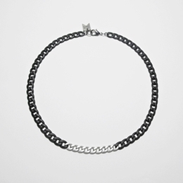 [미진열] black and silver mixed chain necklace